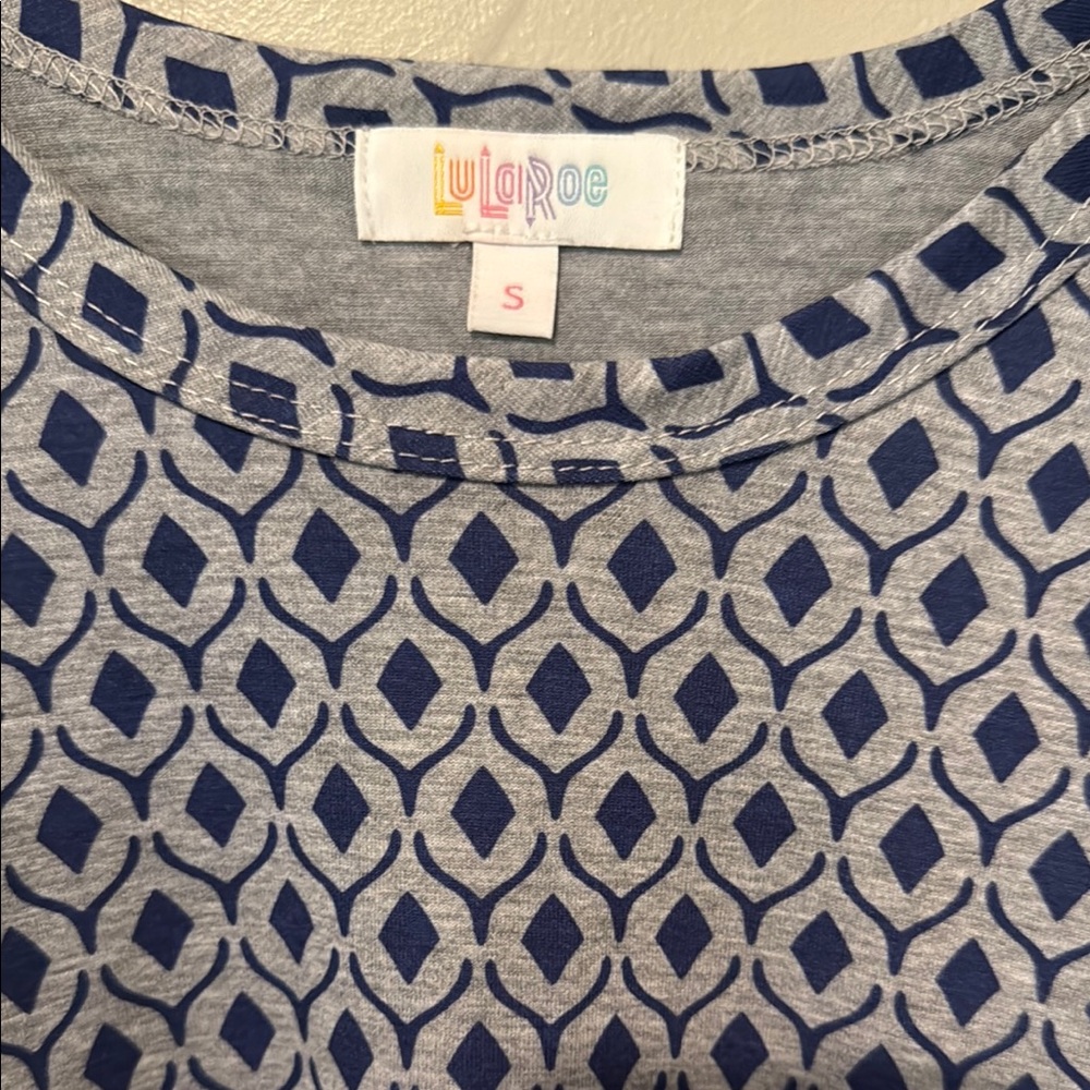 LuLaRoe Blue Geometric Pattern Hi-Low Tunic or Mini Dress Small - Picture 2 of 6